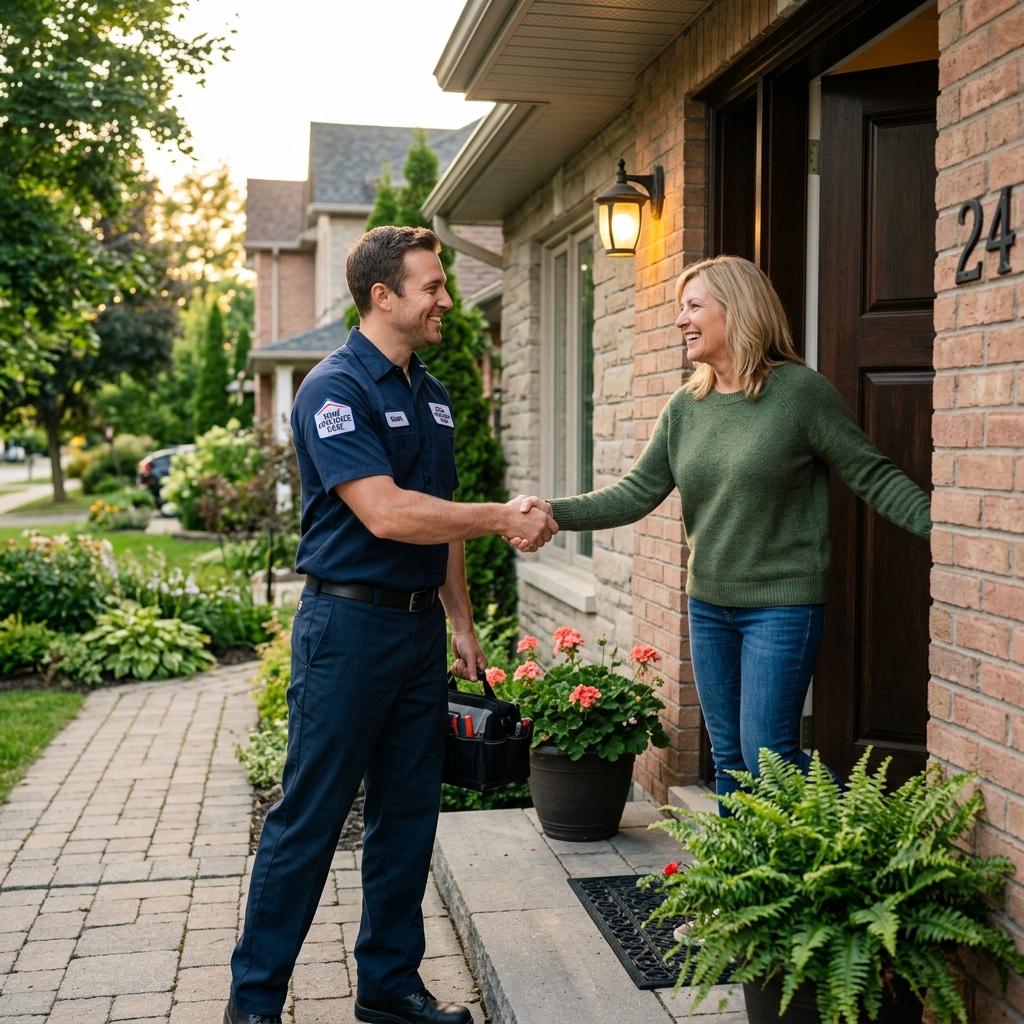 Technician shaking hands with customer